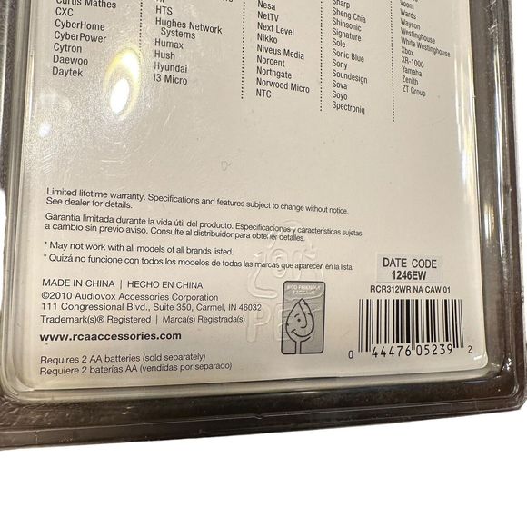NEW RCA UNIVERSAL REMOTE CONTROL 3 Devices RCR312WR Backlit Keypad Date 1246EW - Picture 8 of 9
